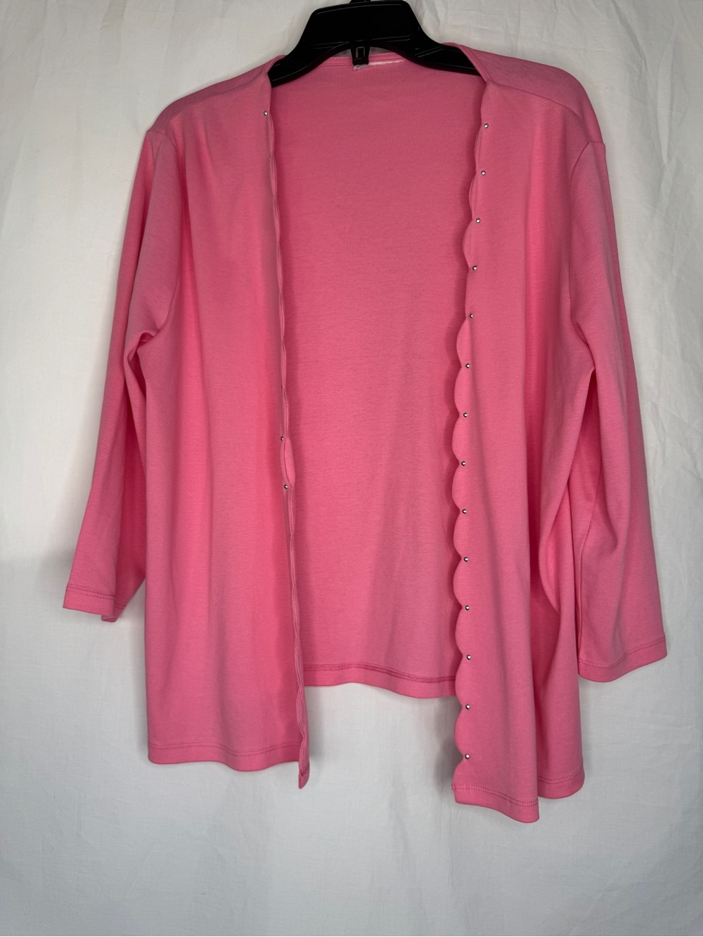 Pink Scallop Silver Button Snap-Front Cardigan